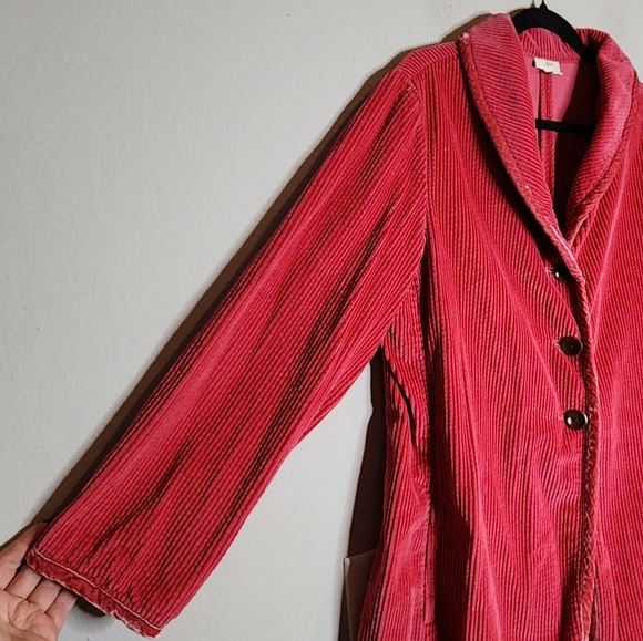 J. Jill Pink Corduroy Velvet Button Front Jacket Pockets Size 1X - Picture 15 of 16